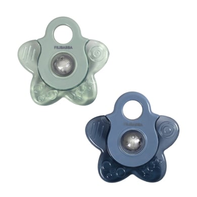 filibabba anillo de denticion de estrella refrescante 2-pack - blue mix