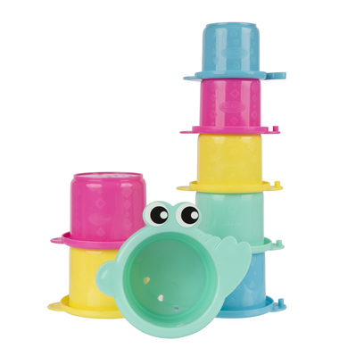 playgro Jouet de bain gobelets à empiler crocodile couleurs pastels