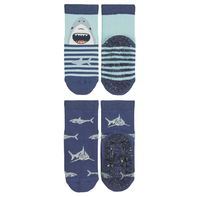 Sterntaler Chaussettes bébé antidérapantes Air requins bleu lot de 2