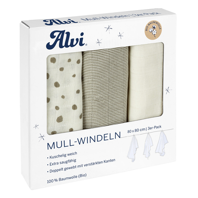 Alvi ® Mjukblöjor 3-pack Aqua Dot 80 x 80 cm