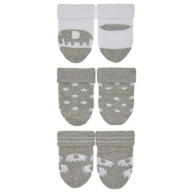 Levně Sterntaler První dětské ponožky 3-pack Elephant Light Grey
