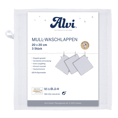 Image of Alvi ® Garza di flanella 3-pack bianco 20 x 20 cm