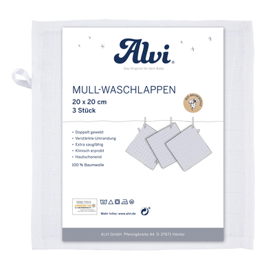 Bilde av Alvi ® Gauze Vaskeklut 3-pakning Hvit 20 X 20 Cm