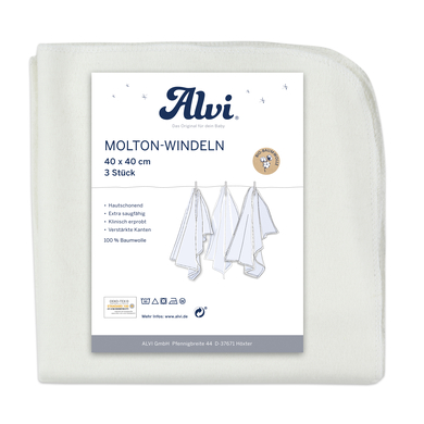 Image of Alvi ® Molton luiers 3-pack wit 40 x 40 cm