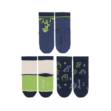 Sterntaler Chaussettes de bébé pack de 3 dragons/dinos bleu