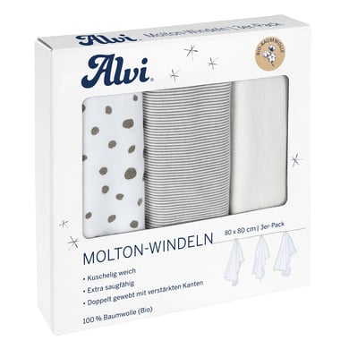 Image of Alvi ® Molton luiers 3-pack Aqua Dot 80 x 80 cm