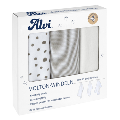 Image of Alvi ® Molton pannolini 3-pack Aqua Dot 80 x 80 cm059