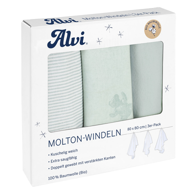 Image of Alvi ® Molton pannolini 3-pack Teddy 1961 80 x 80 cm