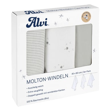 Image of Alvi ® Molton luiers 3-pack Gezichten 80 x 80 cm