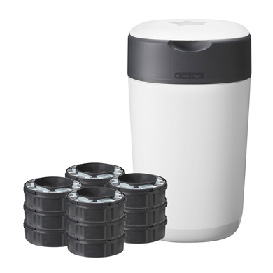Tommee Tippee Poubelle à couches Twist & Click Sangenic, 12 recharges blanc