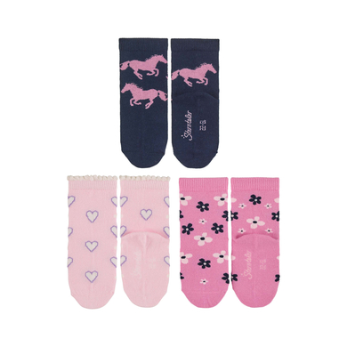 Sterntaler Chaussettes pour bébé pack de 3 chevaux marine