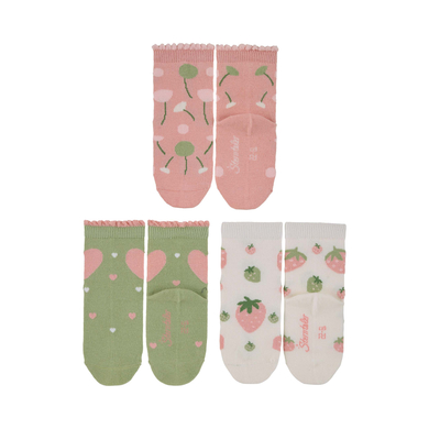 Levně Sterntaler Dětské ponožky 3-Pack Flowers Pale Pink