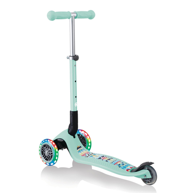 Globber Scoot er Primo Foldable med belysta hjul, mint- tribal