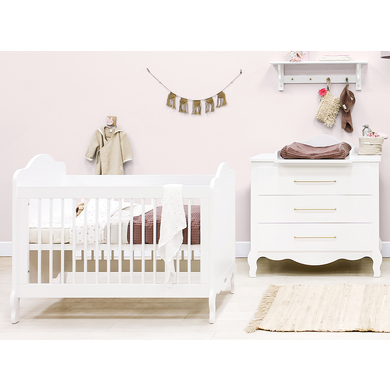 Bopita Babyzimmer Elena 2 teilig 60 x 120 cm weiß mit Wickelaufsatz  - Onlineshop Babymarkt