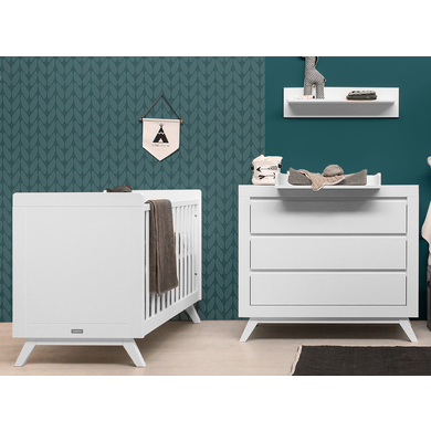 Bopita Ensemble lit enfant commode à langer plan Anne 60x120 cm bois blanc