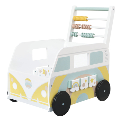 kindsgard Chariot de marche enfant turbus arc-en-ciel bois
