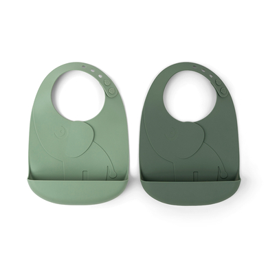 Done by Deer™ Bavoir bébé Peekaboo Elphee vert lot de 2