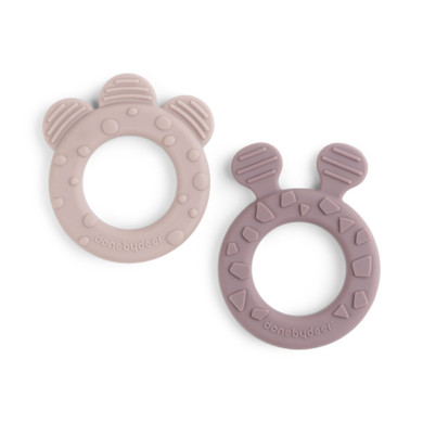 Done by Deer™ Anneau de dentition Deer friends silicone rose lot de 2