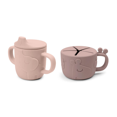 Done by Deer™ Tasses enfant Peekaboo Deer friends rose lot de 2