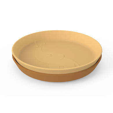 Done by Deer™ Assiette enfant Kiddish Elphee PP moutarde lot de 2