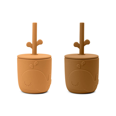 Image of Done by Deer ™ Peekaboo Straw Cup Wally, giallo senape, confezione da059