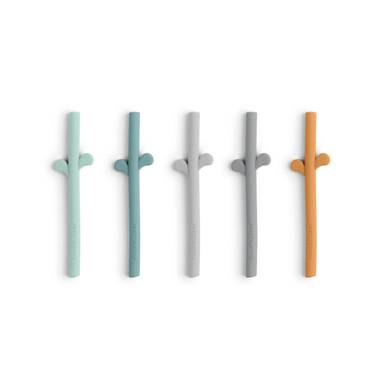 Done by Deer™ Paille pour tasse enfant Peekaboo silicone mélange coloris bleu lot de 5