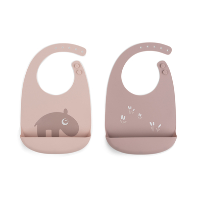 Done by Deer™ Bavoir bébé Ozzo silicone rose lot de 2