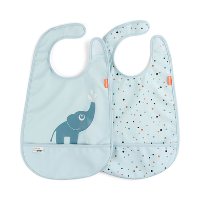 Done by Deer™ Bavoir bébé scratch Elphee bleu lot de 2