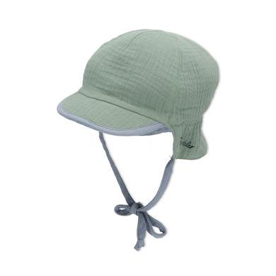 Sterntaler Bonnet enfant visière réversible lacet protège-nuque, bleu clair