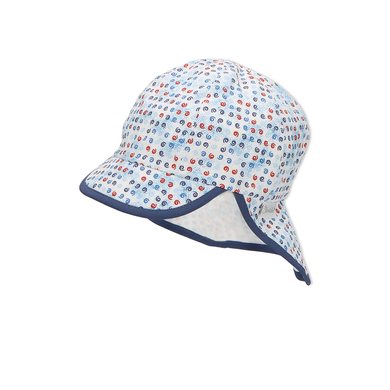 Sterntaler Peaked Cap med nackskydd Squiggle White