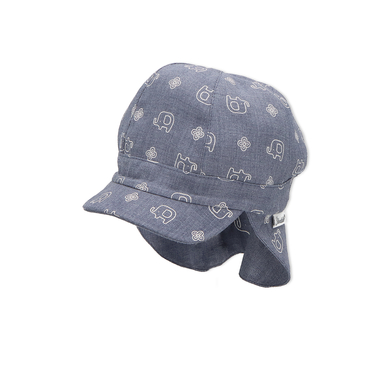Sterntaler Casquette enfant réversible protège-cou éléphant bleu