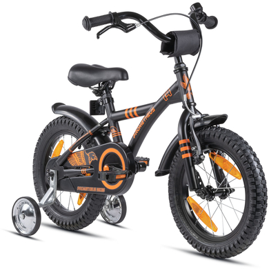 PROMETHEUS BICYCLES® Vélo enfant 14 pouces noir mat orange