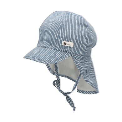 Levně Sterntaler KĹˇiltovka Peaked Cap s ochranou krku Striped Medium Blue