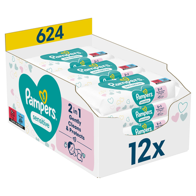 Pampers Lingettes Sensitive 624 pièces,12x52