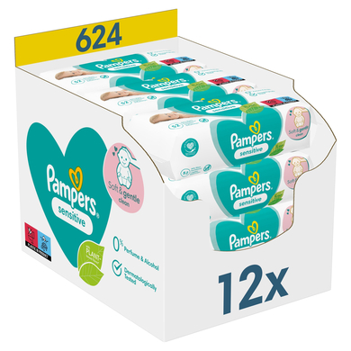 Image of Pampers vochtige doekjes Sensitive 624 doekjes (12 x 52 stuks)