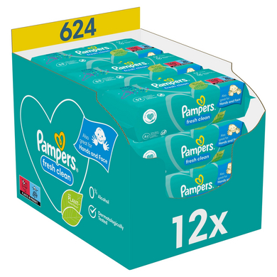 Pampers Lingettes Fresh Clean 12x52, 624 pièces