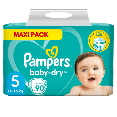Image of Pampers Baby Dry, maat 5 Junior , 11-16kg, Maxi Pack (1x 90 luiers) 