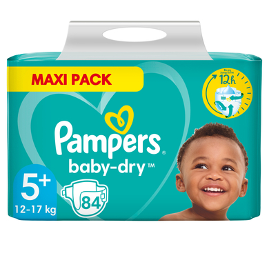 Pampers Couches Baby Dry T.5+ Junior Plus 12-17 kg Maxi Pack 1x84 pièces