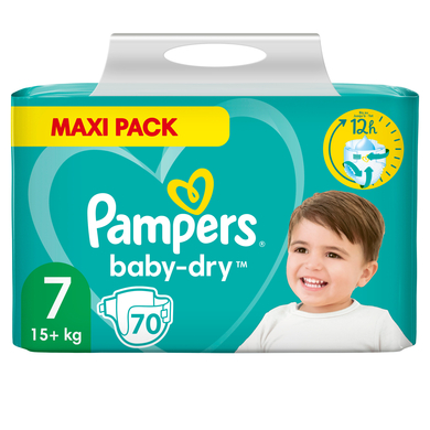 Pampers Couches Baby Dry T.7 Extra Large 15+kg Maxi Pack 1x70 pièces