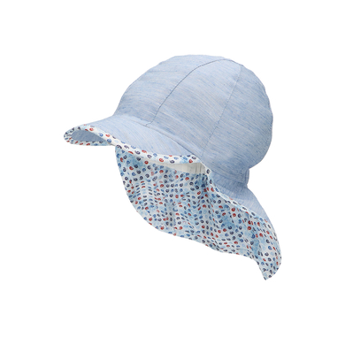 Sterntaler Casquette avec protection de nuque rayée bleu clair