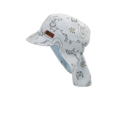 Sterntaler Casquette visière enfant protège-cou safari bleu clair