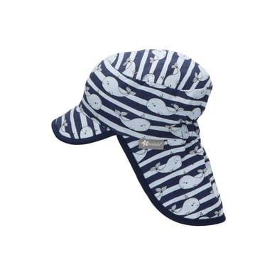 Sterntaler Casquette enfant visière protège-nuque baleines bleu