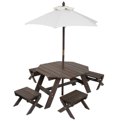 Levně Kidkraft ® Osmiúhelníkový stůl, stoličky a sada slunečníků