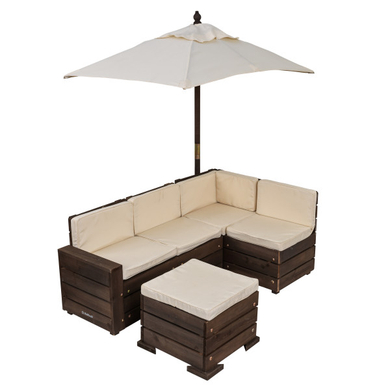 Kidkraft® Ensemble table sièges enfant de jardin parasol Outdoor Sectional Ottoman bois 20305