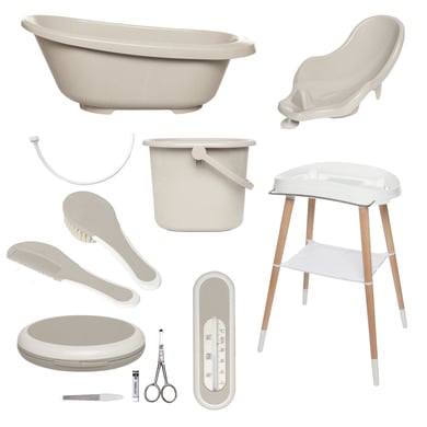 bébé-jou® Babycare Set de bain enfant baignoire Sense Plus PP Taupe 8 pièces