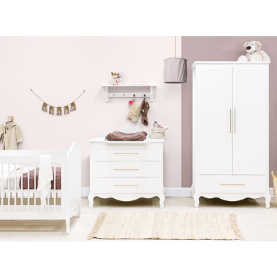 Bopita Babyzimmer Elena 3 teilig Elena 70 x 140 cm umbaubar weiß mit Wickelaufsatz  - Onlineshop Babymarkt