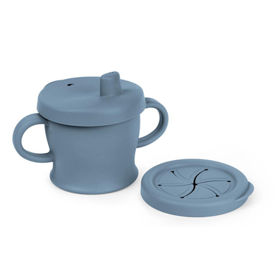 haakaa® Tasse enfant 2en1 6 m+ silicone, bleu clair 250 ml