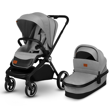 LIONELO Mika poussette enfant compacte 2en1, nacelle, poussette canne, poussette cosy, un habillage de pluie, moustiquaire, Gris