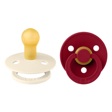 BIBS® Ciuccio Colour Ivory/Ruby 0-6 mesi, 2 pz.