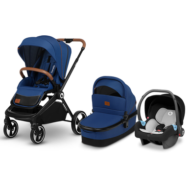 LIONELO Mika poussette bébé 3en1, nacelle et siège auto, fonction porte-bébé, moustiquaire, chauffe-pieds, habillage de pluie, Bleu